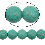 Perles turquoises, turquoise synthétique, Rond, vert, 16mm, Trou:Environ 1mm, Environ 25PC/brin, Vendu par Environ 15 pouce brin