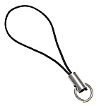 Mobile Phone Strap Lariat Nylon Cord platinum color plated black nickel lead & cadmium free 0.8mm Length Approx 2 Inch Sold By Lot