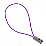 Mobile Phone Strap Lariat, Nylon Cord, with Brass, platinum color plated, purple, nickel, lead & cadmium free, 0.80mm, Length:Approx 1.96 Inch, 1000Strands/Lot, Sold By Lot