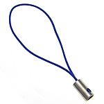Mobile Phone Strap Lariat, Nylon Cord, with Brass, platinum color plated, blue, nickel, lead & cadmium free, 0.80mm, Length:Approx 1.96 Inch, 1000Strands/Lot, Sold By Lot