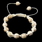 Turquoise Woven Ball Bracelets Natural Turquoise with Wax Cord white 10mm Length 6 Inch Sold By Bag