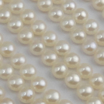 Metà forato coltivate in acqua dolce Perla, perla d'acquadolce coltivata naturalmente, Cerchio, naturale, mezzo foro, bianco, 5.5-6mm, Foro:Appross. 0.5mm, 80Pairspaio/lotto, Venduto da lotto