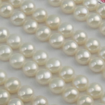 Perles nacres de culture d'eau douce demi percées , perle d'eau douce cultivée, Rond, naturel, semi-foré, blanc, 6.5-7mm, Trou:Environ 0.5mm, 56pairescouple/lot, Vendu par lot