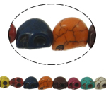 Turkis perler, Syntetisk Turkis, Skull, blandede farver, 13x12x10mm, Hole:Ca. 1mm, Ca. 30pc'er/Strand, Solgt Per Ca. 15 inch Strand