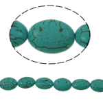 Perline in turchese, turchese sintetico, Ovale, verde, 13x18x7mm, Foro:Appross. 1mm, Appross. 22PC/filo, Venduto per Appross. 15 pollice filo