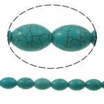 Perles turquoises, turquoise synthétique, ovale, bleu, 10x12mm, Trou:Environ 1mm, Environ 30PC/brin, Vendu par Environ 15 pouce brin