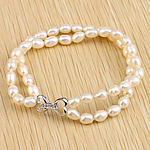Bracelet en perles de culture d'eau douce, perle d'eau douce cultivée, laiton fermoir, blanc, 5-6mm, Vendu par Environ 7.5 pouce brin