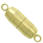 Brass Magnetic Kapcsos, Sárgaréz, Oszlop, arany színű aranyozott, egyszálú, nikkel, ólom és kadmium mentes, 17.50x5mm, Lyuk:Kb 1.5mm, 200PC-k/Bag, Által értékesített Bag