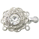 Zinc Alloy Box Clasp Flower platinum color plated  & with rhinestone nickel lead & cadmium free Approx 1.2mm Sold By Bag