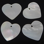Natural White Shell Pendants, Heart, white, 20-22x19-20x1-2mm, Hole:Approx 1.5mm, 20PCs/Bag, Sold By Bag