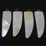 Natural White Shell Pendants, white, 11-12x32-34x4-5mm, Hole:Approx 2mm, 20PCs/Bag, Sold By Bag