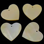 Natürliche gelbe Muschel Anhänger, Herz, gelb, 20x19x1.5-2mm, Bohrung:ca. 1mm, 100PCs/Tasche, verkauft von Tasche