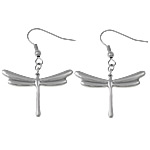 Stainless Steel Drop Earring, Dragonfly, original color, 42mm, 30x20x2mm, Length:Approx 1.7 Inch, 10Pairs/Lot, Sold By Lot