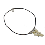 Coral Necklace, with Rubber, Tibetan Style lobster clasp, white, 4x8mm, Length:17 , 10Strands/Bag, Sold By Bag