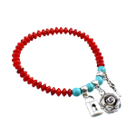 Coral Bracelet, with Natural Turquoise & Tibetan Style, red, 17x14x4mm, Length:6 Inch, 10Strands/Bag, Sold By Bag