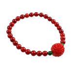 Coral Bracelet, Round, red, 13mm, Length:6 Inch, 10Strands/Bag, Sold By Bag