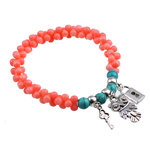 Coral Bracelet, with Natural Turquoise & Tibetan Style, red, 19x11x2mm, Length:6 Inch, 10Strands/Bag, Sold By Bag