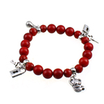 Coral Bracelet, with Tibetan Style, red, 16x11x4mm, Length:6 Inch, 10Strands/Bag, Sold By Bag