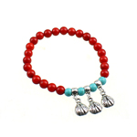 Coral Bracelet, with Natural Turquoise & Tibetan Style, red, 13x9x4mm, Length:6 Inch, 10Strands/Bag, Sold By Bag