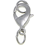 Brass Lobster Clasp, platinum color plated, nickel, lead & cadmium free, 8x15x3mm, 5x5x0.6mm, 300PCs/Bag, Sold By Bag