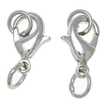 Brass Lobster Clasp, platinum color plated, nickel, lead & cadmium free, 6x12x3mm, 5x5x0.6mm, 200PCs/Bag, Sold By Bag