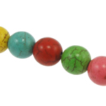 Türkis Perlen, Synthetische Türkis, rund, gemischte Farben, 10mm, Bohrung:ca. 1mm, ca. 40PCs/Strang, verkauft per ca. 15 ZollInch Strang