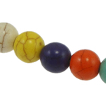 Türkis Perlen, Synthetische Türkis, rund, gemischte Farben, 6mm, Bohrung:ca. 1mm, 66PCs/Strang, verkauft per ca. 15 ZollInch Strang