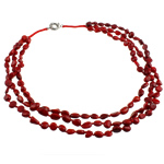 Koralle Halskette, Natürliche Koralle, Messing Federring Verschluss, natürlich, 3-Strang, rot, 6-11mm, verkauft per 20 ZollInch Strang
