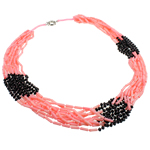 Coral Necklace Natural Coral with Crystal brass spring ring clasp natural multi-strand & two tone Sold Per 23.5 Inch Strand