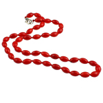 Koralle Halskette, Natürliche Koralle, Messing Karabinerverschluss, oval, rot, 8x5mm, verkauft per 17 ZollInch Strang