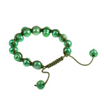 Bracelets Woven Ball perles d'eau douce, perle d'eau douce cultivée, avec corde de cire, vert, 8-13mm, Vendu par 7 pouce brin