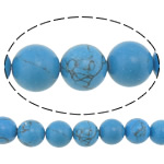 Türkis Perlen, Synthetische Türkis, rund, synthetisch, verschiedene Größen vorhanden, blau, Bohrung:ca. 1mm, Länge:ca. 15.5 ZollInch, verkauft von Menge