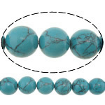 Turquoise Beads, Round, blue, 12mm, Hole:Approx 1mm, Length:Approx 15.5 Inch, 10Strands/Lot, Approx 32PCs/Strand, Sold By Lot