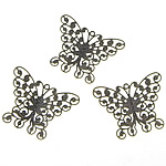 Brass Jewelry Pendants, Butterfly, antique bronze color plated, filigree, nickel, lead & cadmium free, 35x26x0.50mm, Hole:Approx 1.5mm, 200PCs/Bag, Sold By Bag