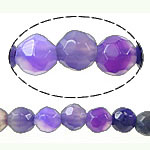 Perles agates violet naturelles, agate pourpre, Rond, facettes, 4mm, Trou:Environ 0.9mm, Longueur:Environ 15 pouce, 5Strandstoron/lot, Vendu par lot
