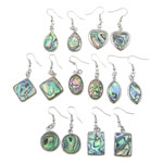 Abalone Shell Drop Earring, brass earring hook, approx 17-22x3-4mm, Length:1.6-1.7 Inch, 10Pairs/Bag, Sold By Bag