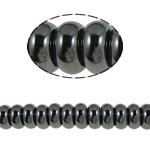 Nicht-magnetische Hämatit Perlen, Non- magnetische Hämatit, Rondell, schwarz, Grade A, 14x7mm, Bohrung:ca. 2mm, Länge:15.5 ZollInch, 10SträngeStrang/Menge, verkauft von Menge