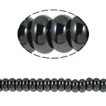 Nicht-magnetische Hämatit Perlen, Non- magnetische Hämatit, Rondell, schwarz, Grade A, 10x6mm, Bohrung:ca. 1.5mm, Länge 15.5 ZollInch, 10SträngeStrang/Menge, verkauft von Menge