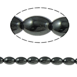 Nicht-magnetische Hämatit Perlen, Non- magnetische Hämatit, oval, schwarz, Grade A, 9x6mm, Bohrung:ca. 1.5mm, Länge:15.5 ZollInch, 10SträngeStrang/Menge, verkauft von Menge
