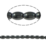 Nicht-magnetische Hämatit Perlen, Non- magnetische Hämatit, oval, schwarz, Grade A, 6x4mm, Bohrung:ca. 1mm, Länge 15.5 ZollInch, 10SträngeStrang/Menge, verkauft von Menge
