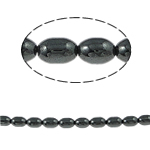 Nicht-magnetische Hämatit Perlen, Non- magnetische Hämatit, oval, schwarz, Grade A, 5x3mm, Bohrung:ca. 1mm, Länge:15.5 ZollInch, 10SträngeStrang/Menge, verkauft von Menge