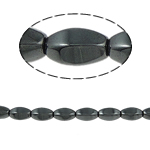 Perles hématite magnétique, ovale, noire, grade A, 12x6mm, Trou:Environ 1.5mm, Longueur:15.5 pouce, 10Strandstoron/lot, Vendu par lot