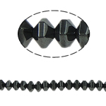 Nicht-magnetische Hämatit Perlen, Non- magnetische Hämatit, Doppelkegel, schwarz, Grade A, 6x4mm, Bohrung:ca. 1.5mm, Länge:15.5 ZollInch, 10SträngeStrang/Menge, verkauft von Menge