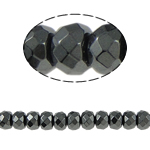 Nicht-magnetische Hämatit Perlen, Non- magnetische Hämatit, Rondell, schwarz, Grade A, 8x6mm, Bohrung:ca. 1.5mm, Länge:15.5 ZollInch, 10SträngeStrang/Menge, verkauft von Menge