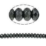 Nicht-magnetische Hämatit Perlen, Non- magnetische Hämatit, Rondell, schwarz, Grade A, 6x4mm, Bohrung:ca. 1.5mm, Länge:15.5 ZollInch, 10SträngeStrang/Menge, verkauft von Menge