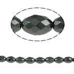 Nicht-magnetische Hämatit Perlen, Non- magnetische Hämatit, oval, schwarz, Grade A, 8x6mm, Bohrung:ca. 1mm, Länge:15.5 ZollInch, 10SträngeStrang/Menge, verkauft von Menge
