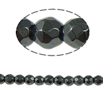 Nicht-magnetische Hämatit Perlen, Non- magnetische Hämatit, rund, schwarz, Grade A, 3x3mm, Bohrung:ca. 1mm, Länge:15.5 ZollInch, 10SträngeStrang/Menge, verkauft von Menge