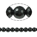 Nicht-magnetische Hämatit Perlen, Non- magnetische Hämatit, rund, schwarz, Grade A, 8x8mm, Bohrung:ca. 1.5mm, Länge:15.5 ZollInch, 10SträngeStrang/Menge, verkauft von Menge