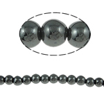 Nicht-magnetische Hämatit Perlen, Non- magnetische Hämatit, rund, schwarz, Grade A, 5mm, Bohrung:ca. 1.5mm, Länge 15.5 ZollInch, 10SträngeStrang/Menge, verkauft von Menge