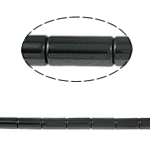 Perles hématite magnétique, tube, noire, grade A, 4x8mm, Trou:Environ 1.5mm, Longueur 15.5 pouce, 10Strandstoron/lot, Vendu par lot